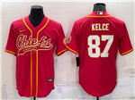 Kansas City Chiefs #87 Travis Kelce Red Baseball Cool Base Jersey
