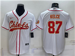 Kansas City Chiefs #87 Travis Kelce White Baseball Cool Base Jersey