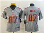 Kansas City Chiefs #87 Travis Kelce Youth Gray Atmosphere Fashion Limited Jersey