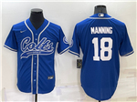 Indianapolis Colts #18 Peyton Manning Blue Baseball Cool Base Jersey