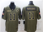 Dallas Cowboys #11 Micah Parsons 2021 Olive Salute To Service Limited Jersey