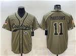 Dallas Cowboys #11 Micah Parsons Olive Salute To Service Baseball Jersey