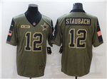 Dallas Cowboys #12 Roger Staubach 2021 Olive Salute To Service Limited Jersey