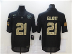 Dallas Cowboys #21 Ezekiel Elliott 2020 Black Camo Salute To Service Limited Jersey