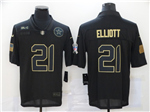 Dallas Cowboys #21 Ezekiel Elliott 2020 Black Salute To Service Limited Jersey
