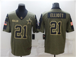 Dallas Cowboys #21 Ezekiel Elliott 2021 Olive Salute To Service Limited Jersey