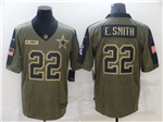Dallas Cowboys #22 Emmitt Smith 2021 Olive Salute To Service Limited Jersey