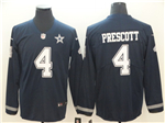 Dallas Cowboys #4 Dak Prescott Navy Therma Long Sleeve Jersey