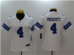 Dallas Cowboys #4 Dak Prescott Women's White Vapor Limited Jersey