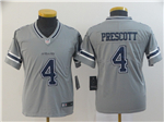 Dallas Cowboys #4 Dak Prescott Youth Gray Inverted Limited Jersey
