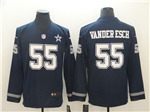 Dallas Cowboys #55 Leighton Vander Esch Navy Therma Long Sleeve Jersey