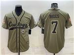 Dallas Cowboys #7 Trevon Diggs Olive Salute To Service Baseball Jersey