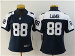 Dallas Cowboys #88 CeeDee Lamb Women's Thanksgiving Blue Vapor Limited Jersey