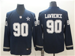 Dallas Cowboys #90 DeMarcus Lawrence Navy Therma Long Sleeve Jersey