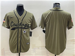 Dallas Cowboys Olive Salute To Service Baseball Team Jersey