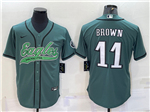 Philadelphia Eagles #11 A.J. Brown Green Baseball Cool Base Jersey