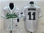Philadelphia Eagles #11 A.J. Brown White Baseball Cool Base Jersey