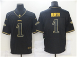 Philadelphia Eagles #1 Jalen Hurts Black Gold Vapor Limited Jersey