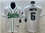 Philadelphia Eagles #6 DeVonta Smith White Baseball Cool Base Jersey