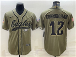 Philadelphia Eagles #12 Randall Cunningham Olive Salute To Service Baseball Jersey