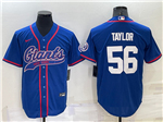 New York Giants #56 Lawrence Taylor Blue Baseball Cool Base Jersey