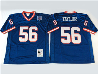 New York Giants #56 Lawrence Taylor 1990 Throwback Blue Jersey