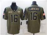 Jacksonville Jaguars #16 Trevor Lawrence 2021 Olive Salute To Service Limited Jersey