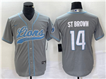 Detroit Lions #14 Amon-Ra St. Brown Light Blue Baseball Cool Base Jersey