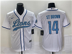 Detroit Lions #14 Amon-Ra St. Brown White Baseball Cool Base Jersey