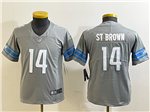 Detroit Lions #14 Amon-Ra St. Brown Youth Silver Vapor Limited Jersey