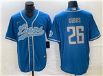 Detroit Lions #26 Jahmyr Gibbs Light Blue Baseball Cool Base Jersey