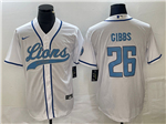 Detroit Lions #26 Jahmyr Gibbs White Baseball Cool Base Jersey