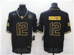 Green Bay Packers #12 Aaron Rodgers 2020 Black Gold Salute To Service Limited Jersey