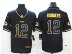 Green Bay Packers #12 Aaron Rodgers Black Gold Vapor Limited Jersey