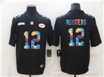 Green Bay Packers #12 Aaron Rodgers Black Rainbow Vapor Limited Jersey
