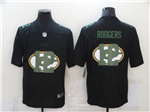 Green Bay Packers #12 Aaron Rodgers Black Shadow Logo Limited Jersey