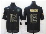 Green Bay Packers #12 Aaron Rodgers 2020 Black Salute To Service Limited Jersey