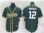 Green Bay Packers #12 Aaron Rodgers Green Baseball Cool Base Jersey