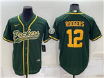 Green Bay Packers #12 Aaron Rodgers Green Baseball Cool Base Jersey