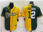 Green Bay Packers #12 Aaron Rodgers Split Green/Gold Baseball Cool Base Jersey