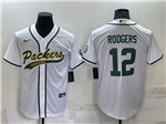 Green Bay Packers #12 Aaron Rodgers White Baseball Cool Base Jersey