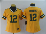 Green Bay Packers #12 Aaron Rodgers Women's Gold Inverted Limited Jersey