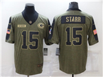 Green Bay Packers #15 Bart Starr 2021 Olive Salute To Service Limited Jersey