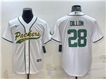 Green Bay Packers #28 A.J. Dillon White Baseball Cool Base Jersey
