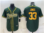 Green Bay Packers #33 Aaron Jones Green Baseball Cool Base Jersey