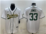 Green Bay Packers #33 Aaron Jones White Baseball Cool Base Jersey