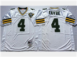 Green Bay Packers #4 Brett Favre Throwback White Jersey