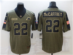 Carolina Panthers #22 Christian McCaffrey 2021 Olive Salute To Service Limited Jersey