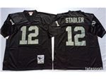 Oakland Raiders #12 Ken Stabler 1976 Throwback Black Jersey