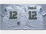 Oakland Raiders #12 Ken Stabler 1976 Throwback White/Silver Jersey